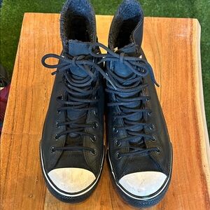 Converse Black Leather High-Top Sneakers